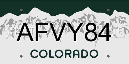 AFVY84 Colorado License Plate