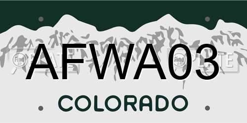 AFWA03 Colorado License Plate