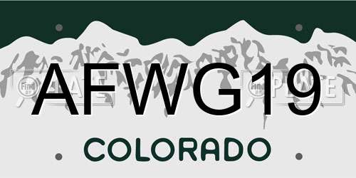 AFWG19 Colorado License Plate