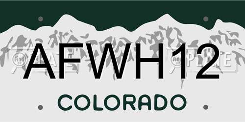 AFWH12 Colorado License Plate