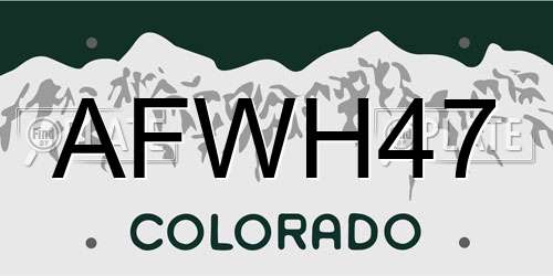 AFWH47 Colorado License Plate