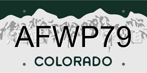 AFWP79 Colorado License Plate