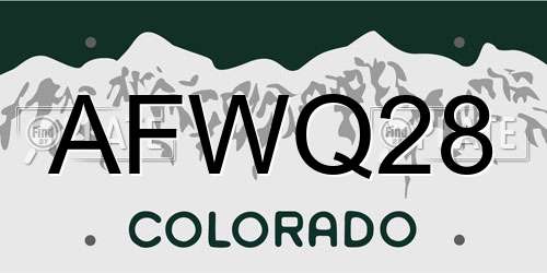 AFWQ28 Colorado License Plate