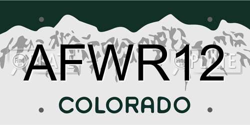 AFWR12 Colorado License Plate