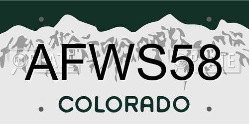 AFWS58 Colorado License Plate