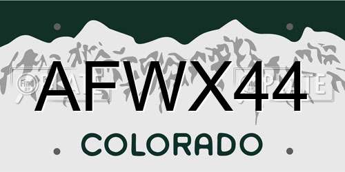 AFWX44 Colorado License Plate