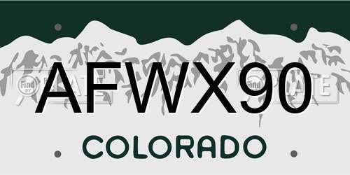 AFWX90 Colorado License Plate