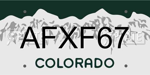 AFXF67 Colorado License Plate