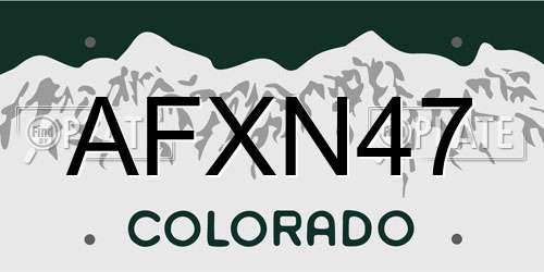 AFXN47 Colorado License Plate