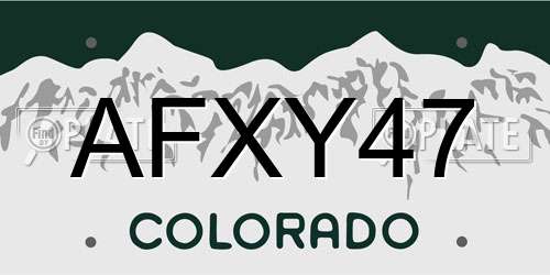 AFXY47 Colorado License Plate
