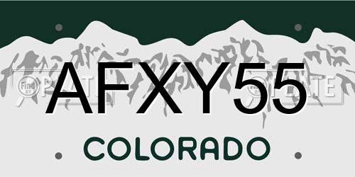 AFXY55 Colorado License Plate