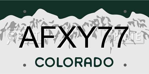 AFXY77 Colorado License Plate