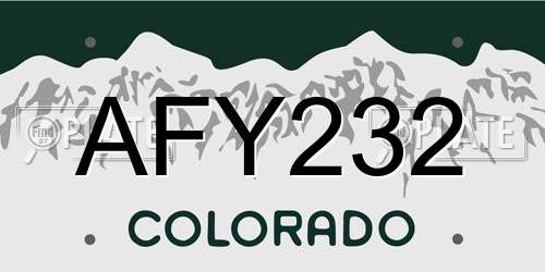 AFY232 Colorado License Plate