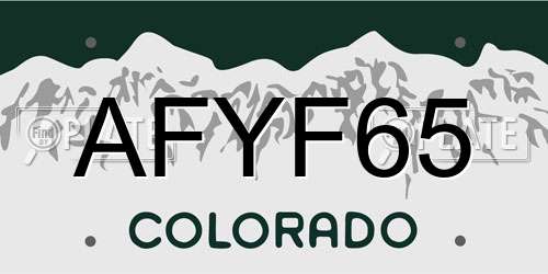 AFYF65 Colorado License Plate