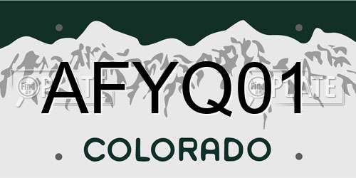 AFYQ01 Colorado License Plate