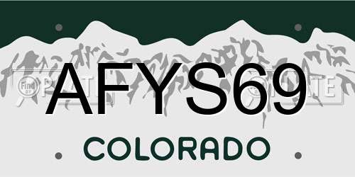 AFYS69 Colorado License Plate
