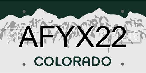 AFYX22 Colorado License Plate