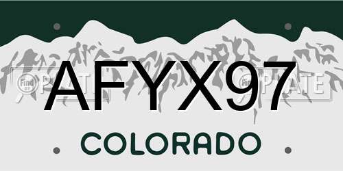 AFYX97 Colorado License Plate