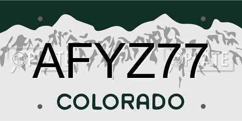 AFYZ77 Colorado License Plate