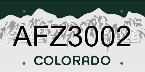 AFZ3002 Colorado License Plate
