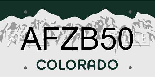 AFZB50 Colorado License Plate