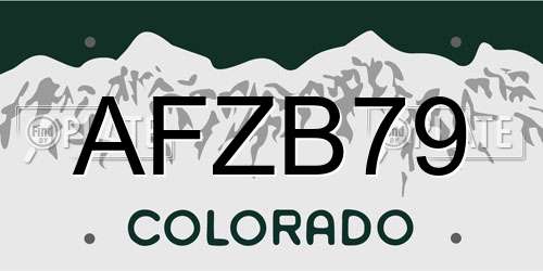 AFZB79 Colorado License Plate