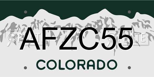 AFZC55 Colorado License Plate