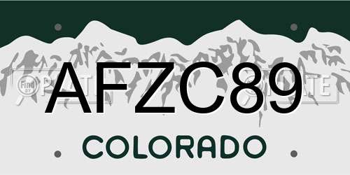 AFZC89 Colorado License Plate