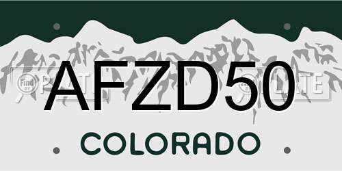 AFZD50 Colorado License Plate