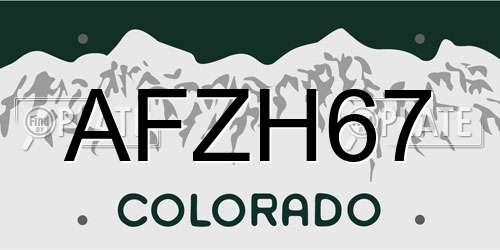 AFZH67 Colorado License Plate