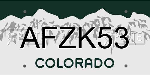 AFZK53 Colorado License Plate