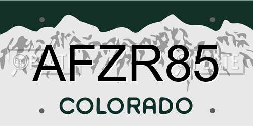 AFZR85 Colorado License Plate