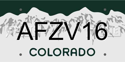 AFZV16 Colorado License Plate
