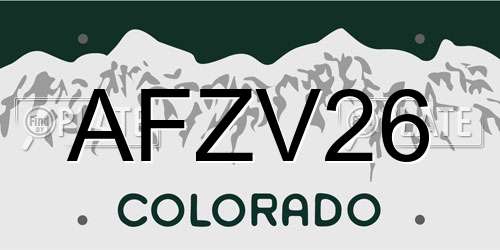 AFZV26 Colorado License Plate