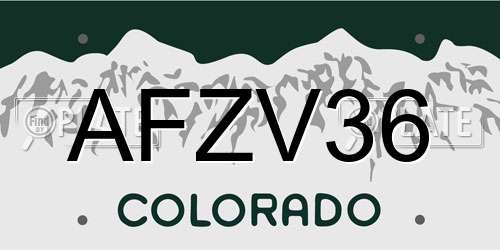 AFZV36 Colorado License Plate