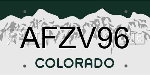AFZV96 Colorado License Plate