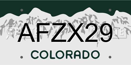 AFZX29 Colorado License Plate