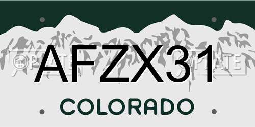 AFZX31 Colorado License Plate
