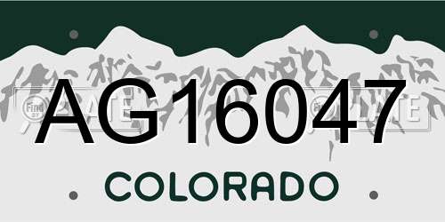 AG16047 Colorado License Plate