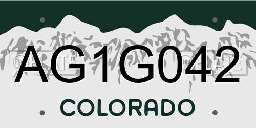 AG1G042 Colorado License Plate