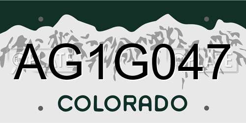 AG1G047 Colorado License Plate