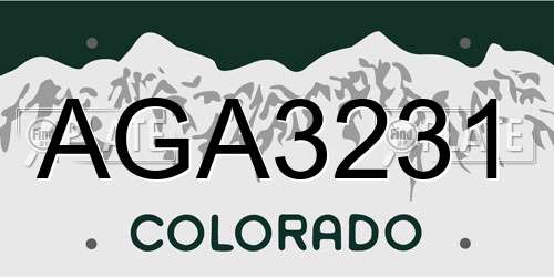 AGA3231 Colorado License Plate