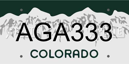 AGA333 Colorado License Plate