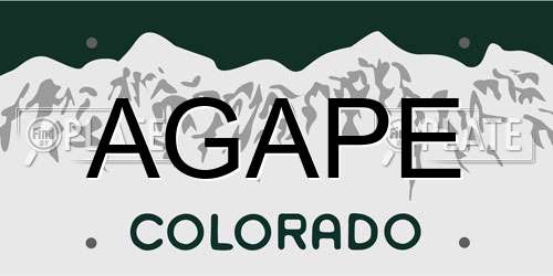 AGAPE Colorado License Plate