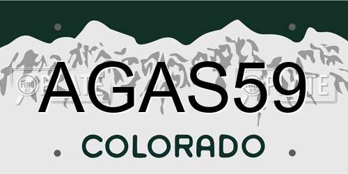 AGAS59 Colorado License Plate
