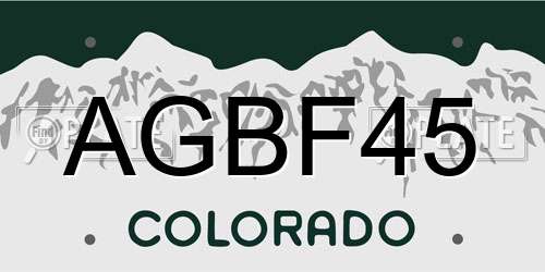 AGBF45 Colorado License Plate