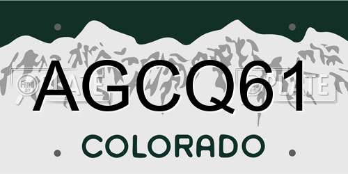 AGCQ61 Colorado License Plate