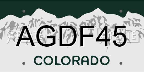AGDF45 Colorado License Plate