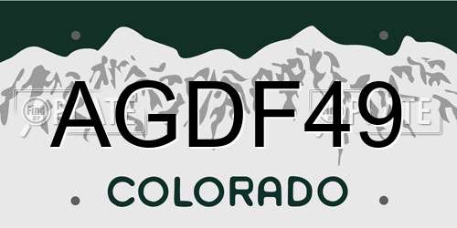 AGDF49 Colorado License Plate