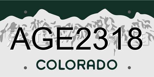 AGE2318 Colorado License Plate